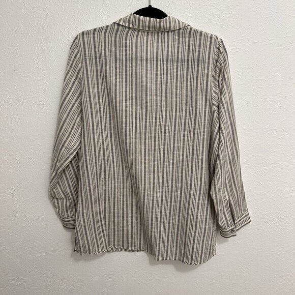 Soft Surroundings Blouse Womens M Embroidered Beaded Floral Striped Cotton Tunic - Picture 8 of 12